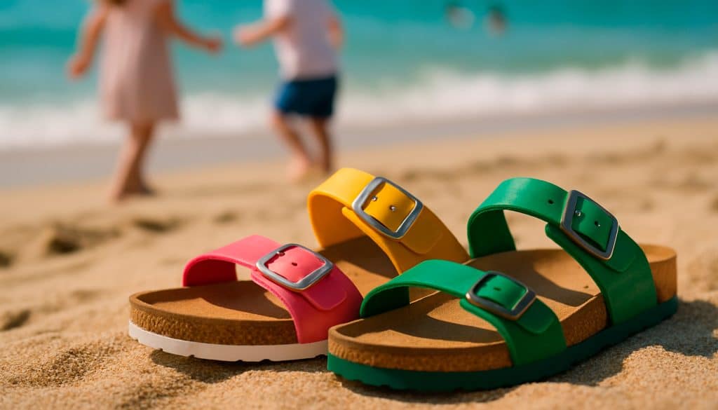 Calzature sulla sabbia al mare
